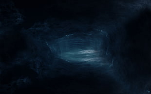 dark, blue, cave, scarry HD wallpaper
