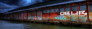 assorted-theme graffiti, water, graffiti
