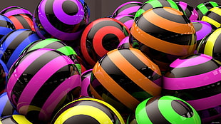 assorted color striped balls HD wallpaper