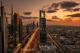 black high-rise building, urban, Dubai HD wallpaper