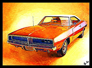 red coupe painting