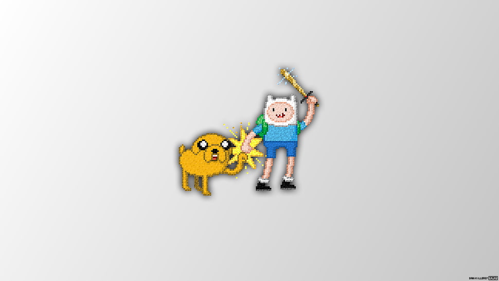 Adventure Time Jake and Finn character illustration, Adventure Time, pixel art, Trixel, Finn the Human HD wallpaper