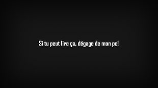 white text on black background, simple, text, French, humor