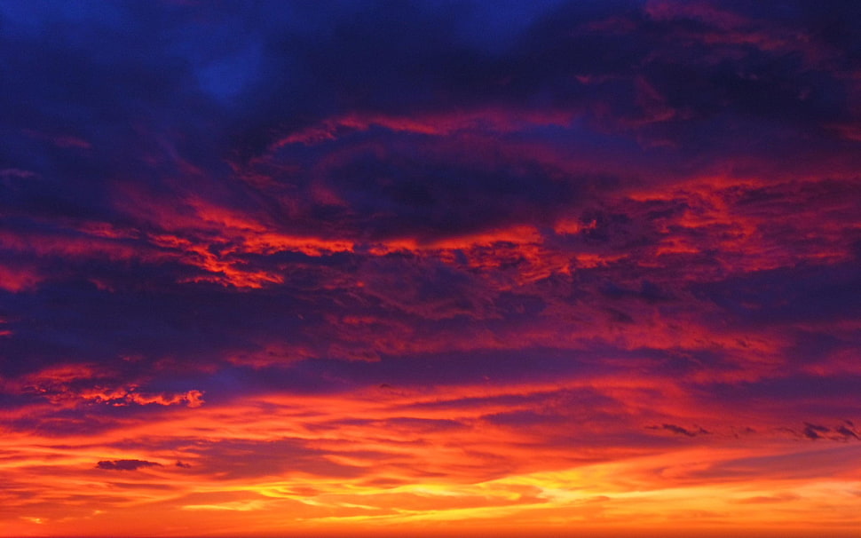 orange clouds, nature, sky, sunlight, clouds HD wallpaper