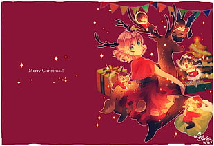 Merry Christmas wallpaper, Christmas, anime, hizrin