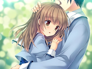 girl anime character wearing gray school uniform HD wallpaper