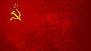 yellow and red hammer and sickle flag, flag, Soviet Union, USSR HD wallpaper