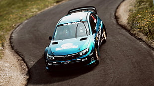 blue 3-door hatchback, sports car, car, rally cars, Subaru Impreza WRX STi HD wallpaper