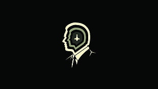 man's head digital wallpaper, minimalism, black, face, Inception