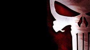 The Punisher logo, The Punisher, logo, skull, black background