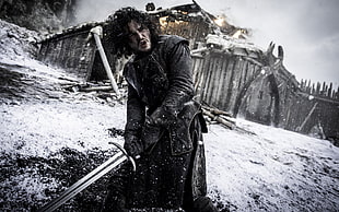 John Snow of Game of Thrones, Jon Snow, Kit Harington, Game of Thrones, sword HD wallpaper