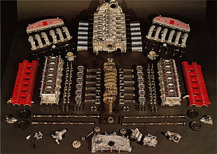 black metal vehicle parts, Ferrari Testarossa, engines