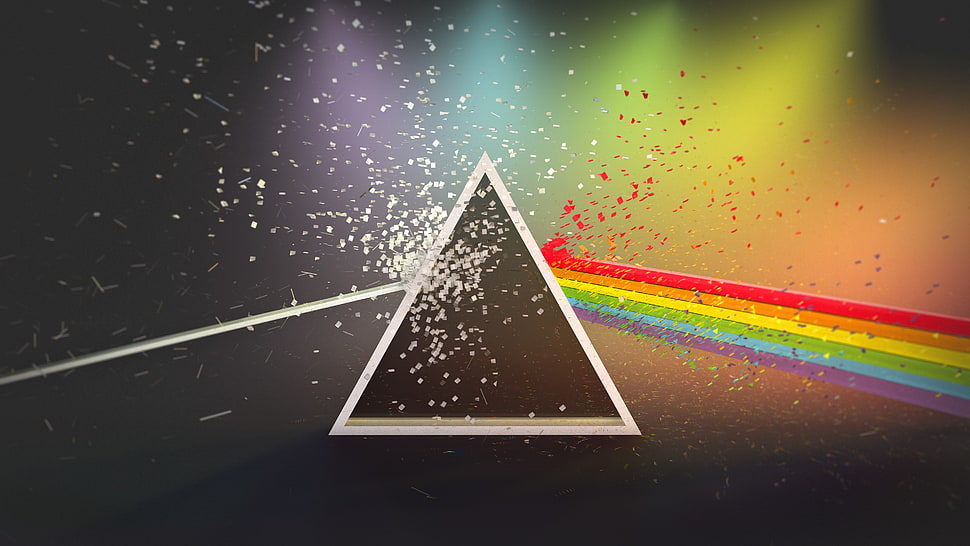 white and black triangle on black surface HD wallpaper