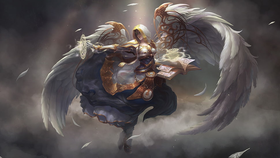 female angel,  World of Warcraft, fantasy art HD wallpaper
