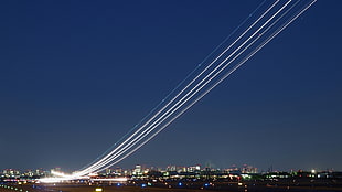 city light, long exposure, airport