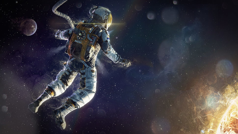 illustration of astronaut, artwork, fantasy art, astronaut, space HD wallpaper