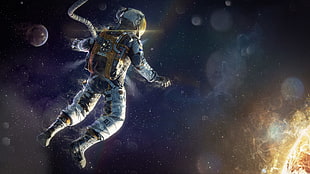 illustration of astronaut, artwork, fantasy art, astronaut, space