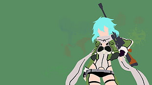 anime character female holding rifle wallpaper, anime, Sword Art Online, Sinon (Sword Art Online)