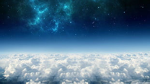 white and blue sky, space, clouds