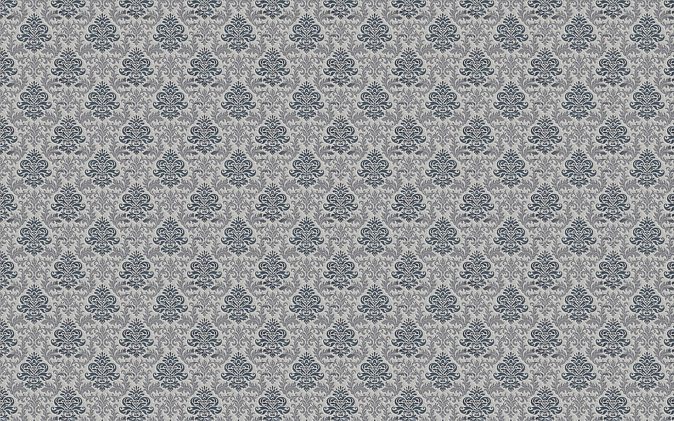 grey and blue damask pattern HD wallpaper
