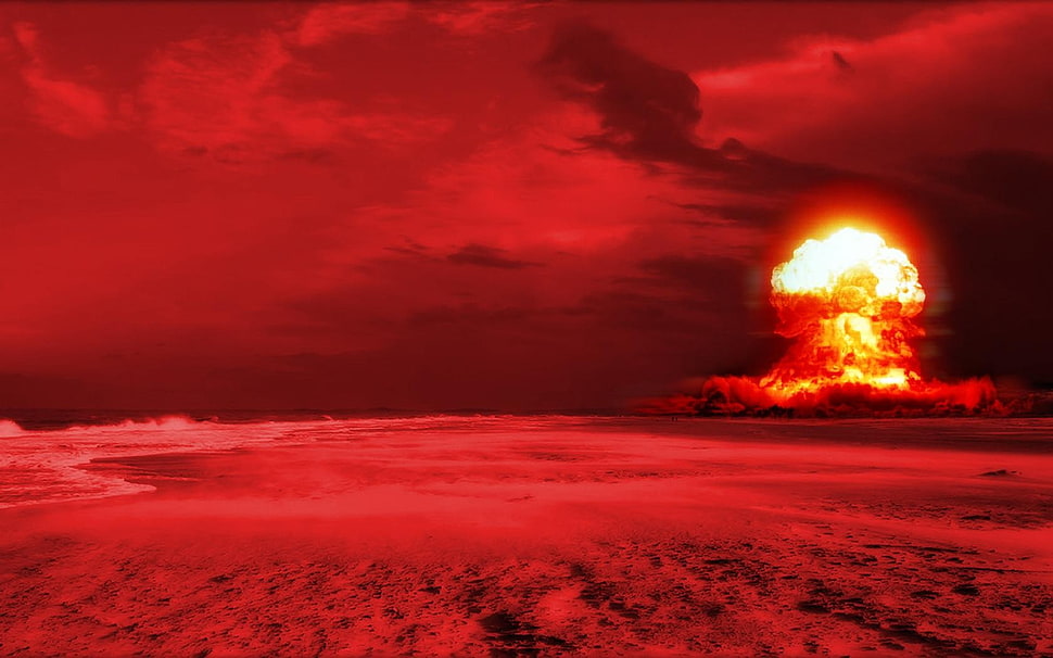 black and red abstract painting, nuclear HD wallpaper