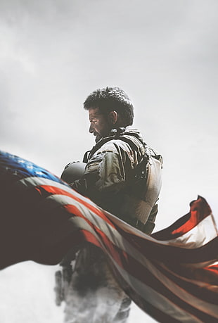 men's black and white polo shirt, movies, American Sniper, soldier, United States Army HD wallpaper
