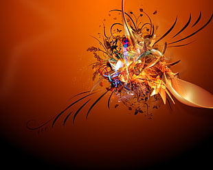 orange, black, and yellow artwork