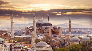 brown concrete castle, Hagia Sophia, city, Istanbul, Turkey HD wallpaper