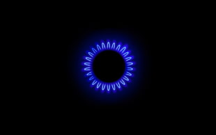 neon blue LED, fire, minimalism