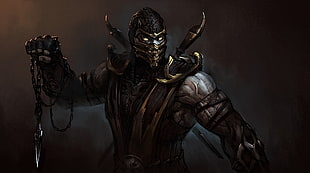 Mortal Kombat Scorpion illustration HD wallpaper