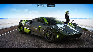 flat screen television, Monster Energy, vehicle, car