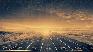 wallpaper of road track under golden hour HD wallpaper