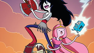 The Adventure Time Princess Bubblegum and Marceline The Vampire Queen digital wallpaper