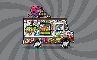illustration of ice cream bus