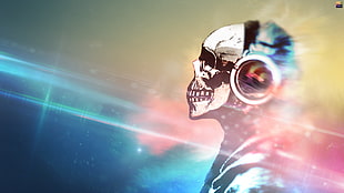 skeleton wearing headphones illustration