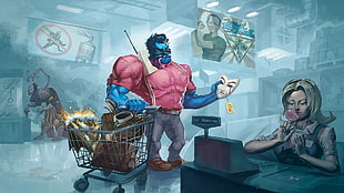 Beast from X-Men shopping illustration
