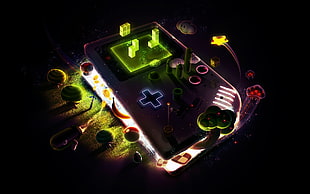 turned on black and green handheld game console HD wallpaper