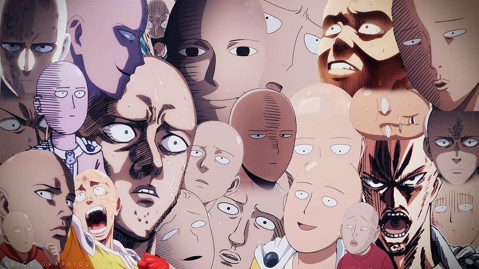 Saitama poster, One-Punch Man, Saitama, face, artwork HD wallpaper