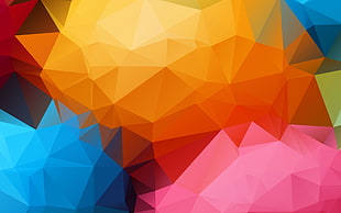 orange, pink, and blue wallpaper
