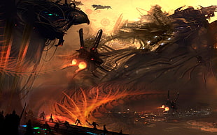 alien invasion wallpaper, science fiction, artwork, fantasy art, spaceship