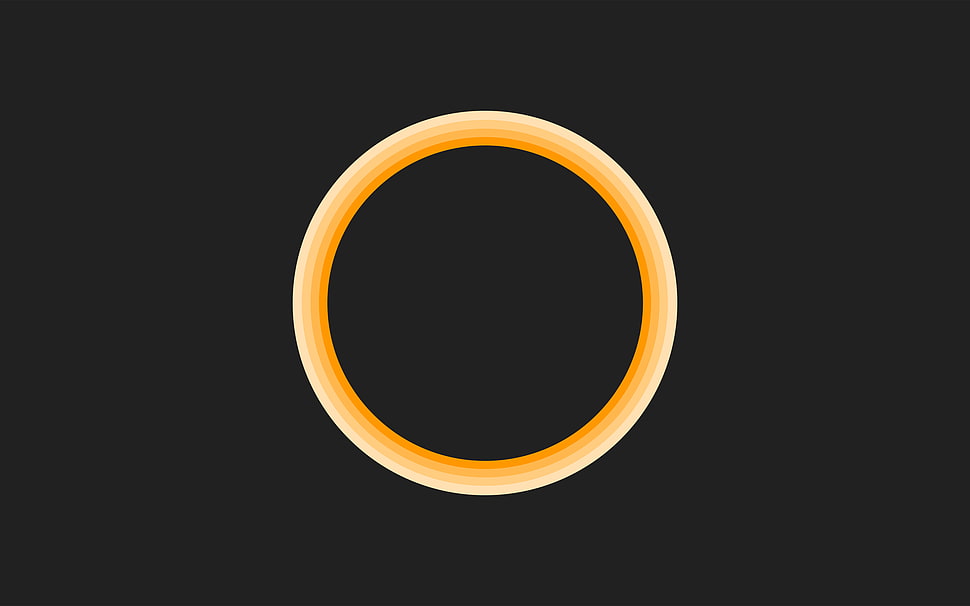 white and yellow ring light, artwork, minimalism, circle, simple background HD wallpaper
