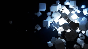 white and black star decor, abstract, cube
