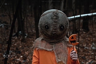 brown and orange Halloween costume screenshot, Shirø Igarashi, horror, pumpkin, 500px