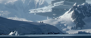 snow capped mountain, Star Wars, Star Destroyer