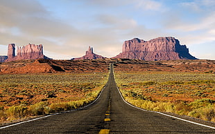 gray pavement, nature, landscape, desert, road HD wallpaper