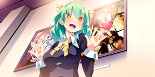 green haired female character