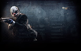 clown holding shotgun wallpaper, Payday 2, mask, video games HD wallpaper