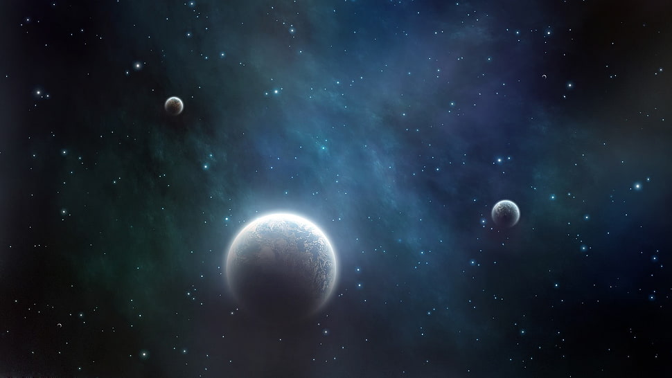 black and gray and black laptop computer, space, planet, stars, galaxy HD wallpaper