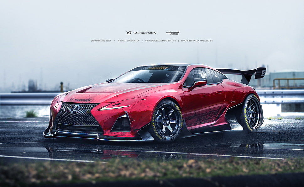 red Lexus coupe advertisement HD wallpaper