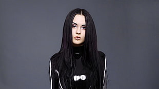 woman wearing black top